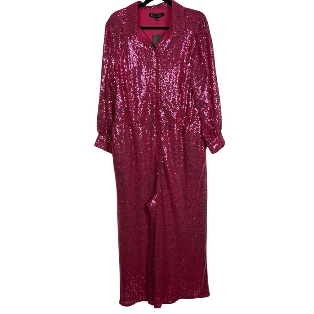 Sequin Jumpsuit With Collar size 22 - Picture 2 of 12